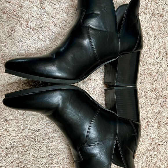 Lane Bryant Black Leather-Look Western Ankle Boots – Block Heel, Size 10W - Picture 3 of 9